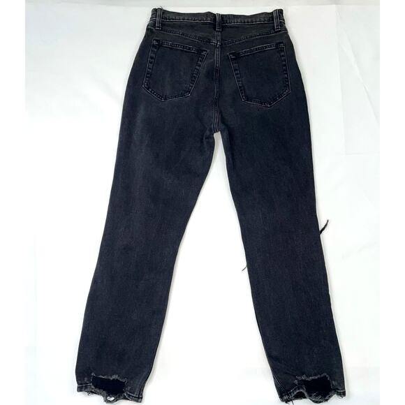 Abercrombie & Fitch The Ankle Straight Black Distressed Ultra High Rise Sz 27/4 - Picture 3 of 10
